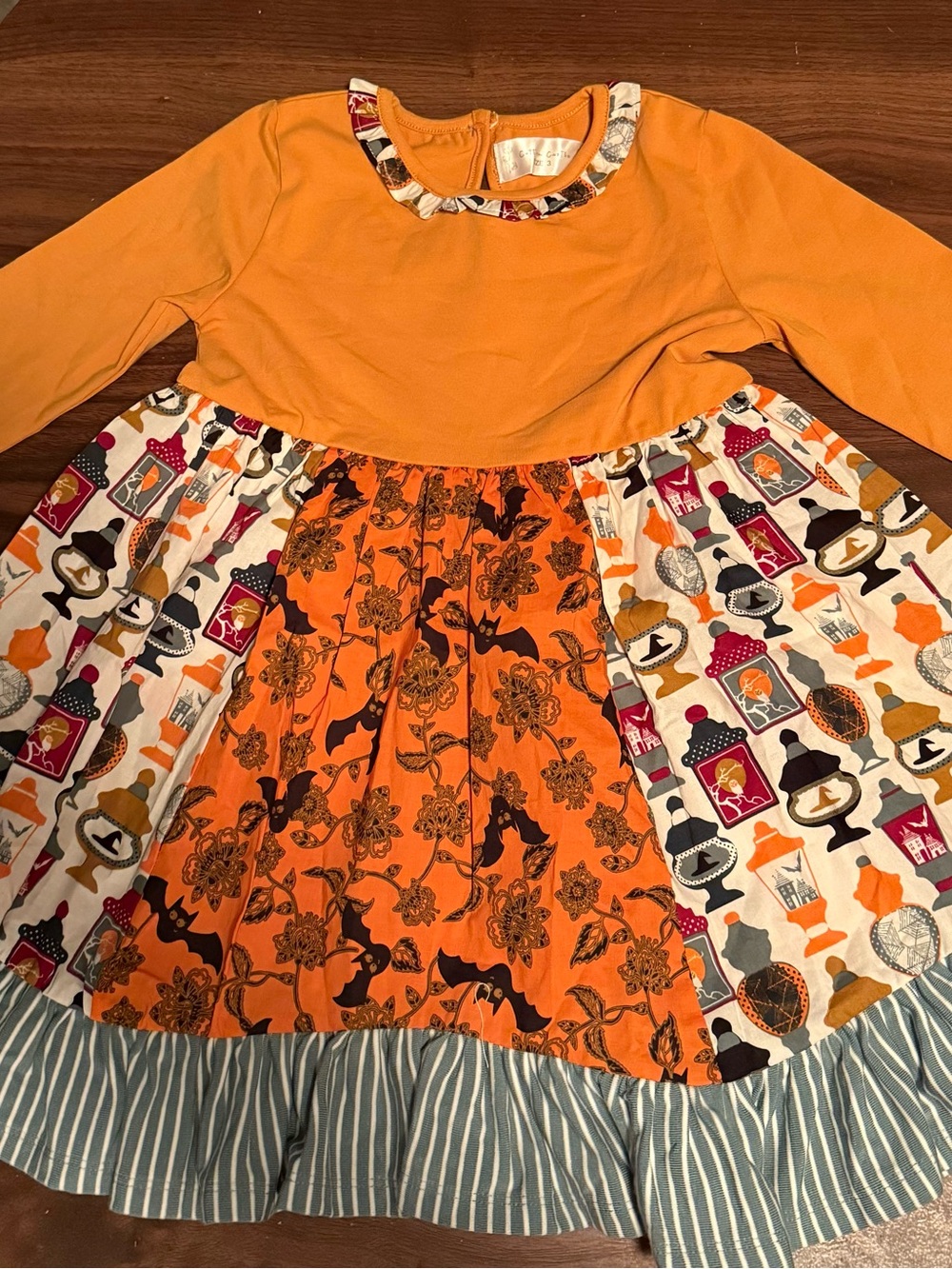 Orange Patchwork Halloween Dress for Girls - Unbranded